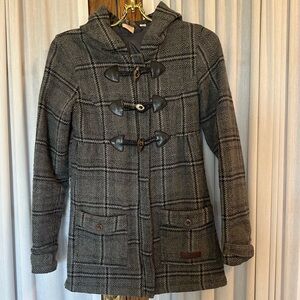Rip Curl Gray Plaid Home Trail Duffle Coat